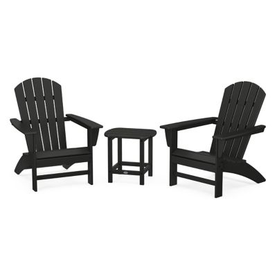 Nautical Outdoor 3-Piece Adirondack Set with South Beach Side Table