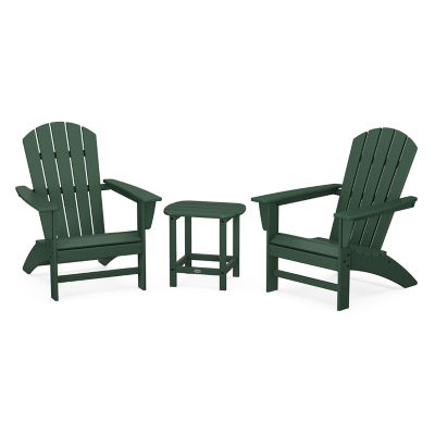 Nautical Outdoor 3-Piece Adirondack Set with South Beach Side Table
