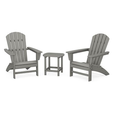 Nautical Outdoor 3-Piece Adirondack Set with South Beach Side Table