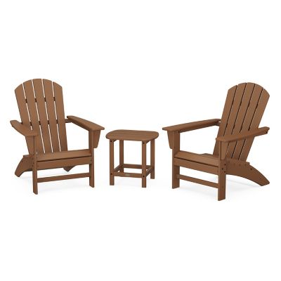 Nautical Outdoor 3-Piece Adirondack Set with South Beach Side Table