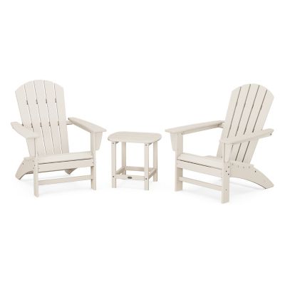 Nautical Outdoor 3-Piece Adirondack Set with South Beach Side Table