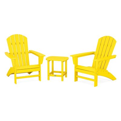 Nautical Outdoor 3-Piece Adirondack Set with South Beach Side Table