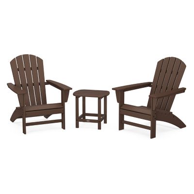 Nautical Outdoor 3-Piece Adirondack Set with South Beach Side Table