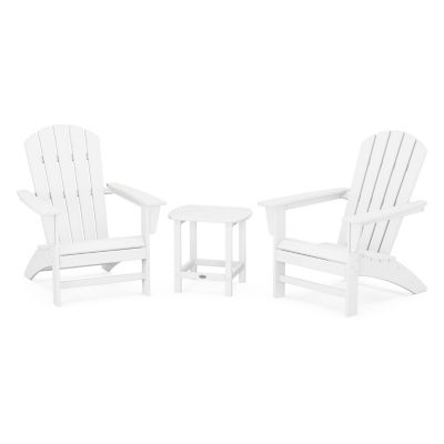 Nautical Outdoor 3-Piece Adirondack Set with South Beach Side Table