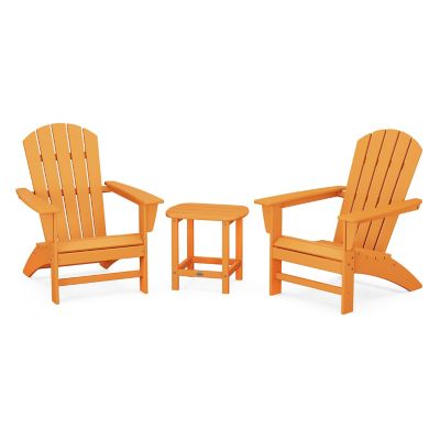 Nautical Outdoor 3-Piece Adirondack Set with South Beach Side Table
