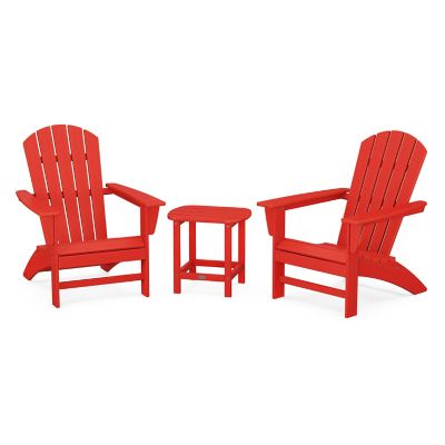 Nautical Outdoor 3-Piece Adirondack Set with South Beach Side Table