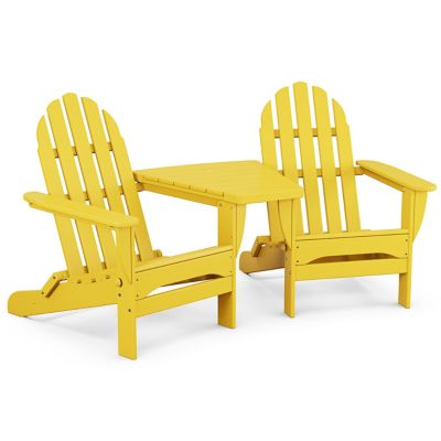 Classic Outdoor Folding Adirondacks with Angled Connecting Table