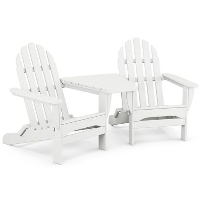 Classic Outdoor Folding Adirondacks with Angled Connecting Table