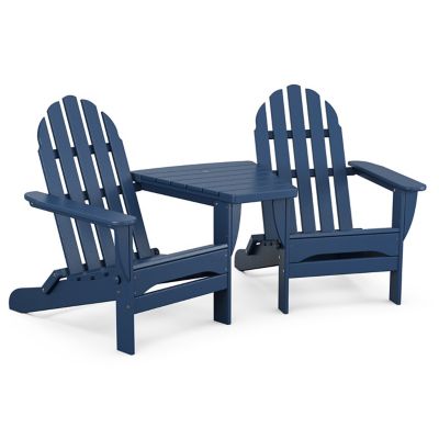Classic Outdoor Folding Adirondacks with Angled Connecting Table