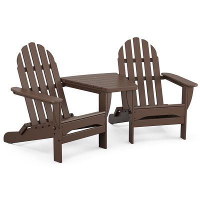 Classic Outdoor Folding Adirondacks with Angled Connecting Table
