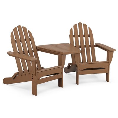 Classic Outdoor Folding Adirondacks with Angled Connecting Table