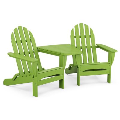 Classic Outdoor Folding Adirondacks with Angled Connecting Table