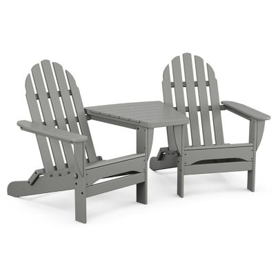 Classic Outdoor Folding Adirondacks with Angled Connecting Table