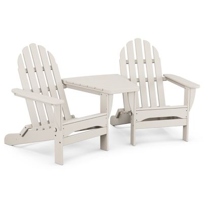 Classic Outdoor Folding Adirondacks with Angled Connecting Table
