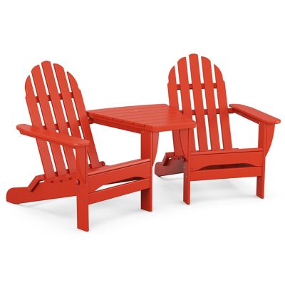 Classic Outdoor Folding Adirondacks with Angled Connecting Table