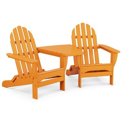 Classic Outdoor Folding Adirondacks with Angled Connecting Table
