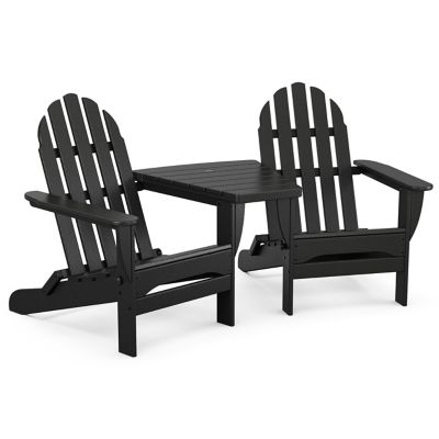 Classic Outdoor Folding Adirondacks with Angled Connecting Table