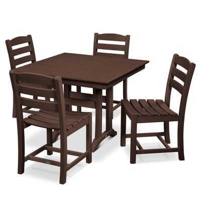 La Casa Cafe 5-Piece Farmhouse Trestle Side Chair Dining Set