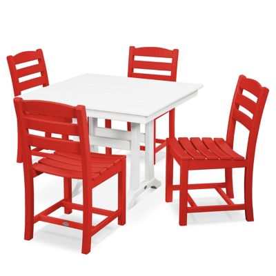 La Casa Cafe 5-Piece Farmhouse Trestle Side Chair Dining Set
