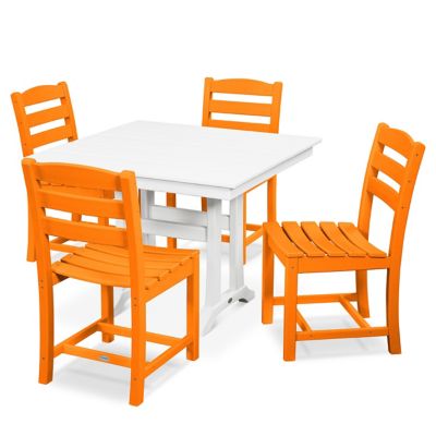 La Casa Cafe 5-Piece Farmhouse Trestle Side Chair Dining Set