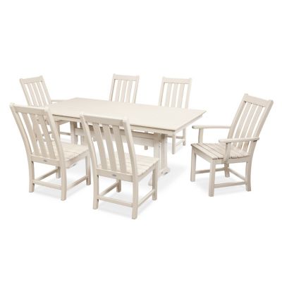 Vineyard Outdoor 7 Piece Farmhouse Dining Set with Trestle Legs
