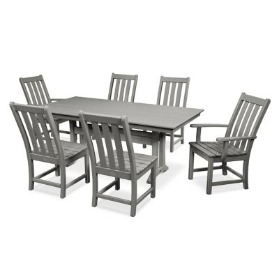 Vineyard Outdoor 7 Piece Farmhouse Dining Set with Trestle Legs