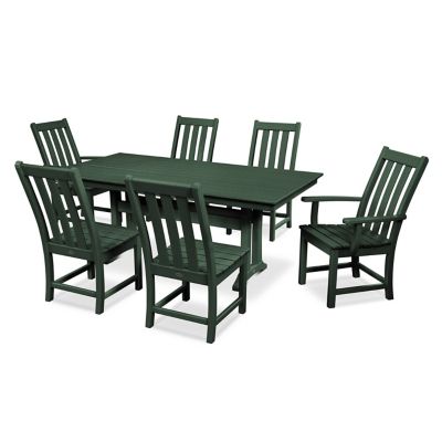 Vineyard Outdoor 7 Piece Farmhouse Dining Set with Trestle Legs