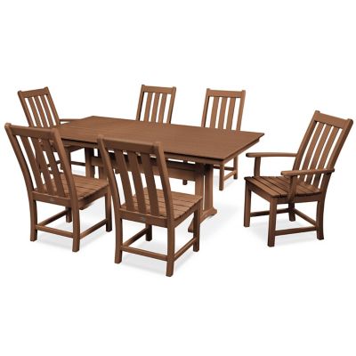 Vineyard Outdoor 7 Piece Farmhouse Dining Set with Trestle Legs