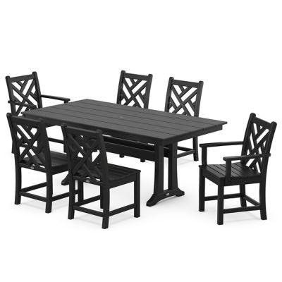 Chippendale 7-Piece Farmhouse Trestle Dining Set