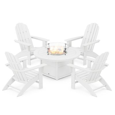 Vineyard Curveback Adirondack Outdoor 5-Piece Conversation Set with Fire Pit Table