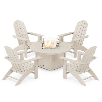 Vineyard Curveback Adirondack Outdoor 5-Piece Conversation Set with Fire Pit Table