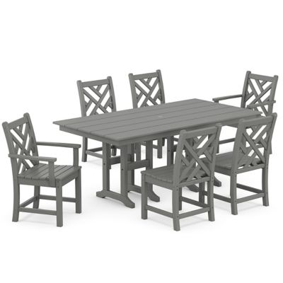Chippendale Outdoor 7-Piece Farmhouse Dining Set in White