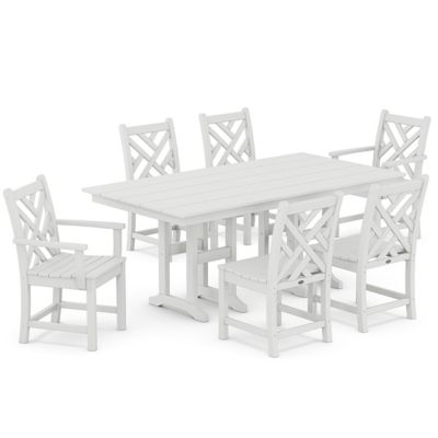 Chippendale Outdoor 7-Piece Farmhouse Dining Set in White