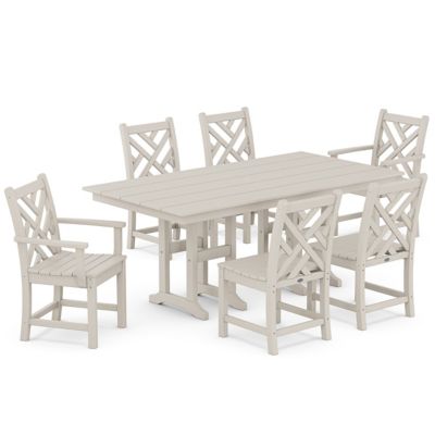 Chippendale Outdoor 7-Piece Farmhouse Dining Set in White