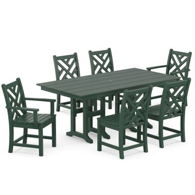 Chippendale Outdoor 7-Piece Farmhouse Dining Set in White