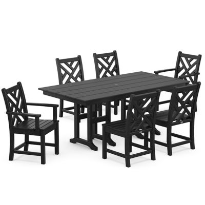 Chippendale Outdoor 7-Piece Farmhouse Dining Set in White