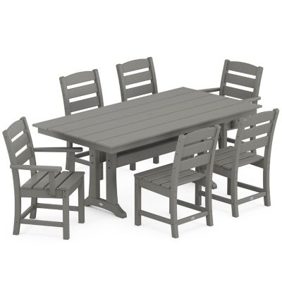 Lakeside Outdoor 7-Piece Farmhouse Dining Set with Trestle Legs