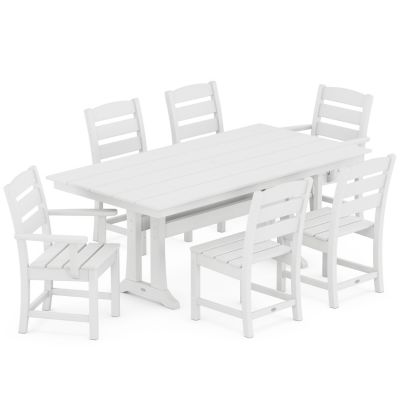 Lakeside Outdoor 7-Piece Farmhouse Dining Set with Trestle Legs