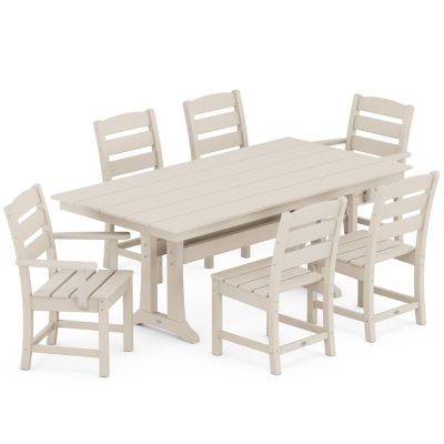Lakeside Outdoor 7-Piece Farmhouse Dining Set with Trestle Legs