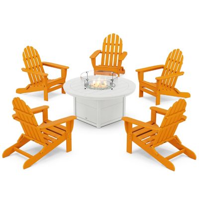 Classic Folding Adirondack 6-Piece Conversation Set with Fire Pit Table