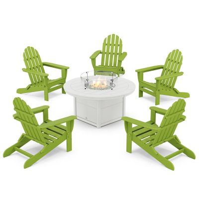 Classic Folding Adirondack 6-Piece Conversation Set with Fire Pit Table