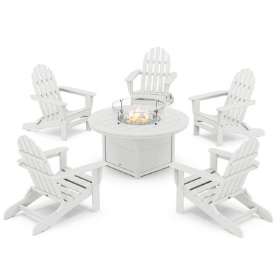 Classic Folding Adirondack 6-Piece Conversation Set with Fire Pit Table