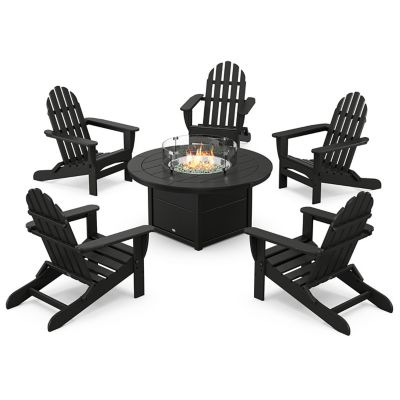 Classic Folding Adirondack 6-Piece Conversation Set with Fire Pit Table