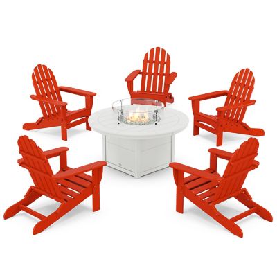 Classic Folding Adirondack 6-Piece Conversation Set with Fire Pit Table