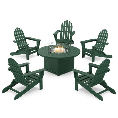 Classic Folding Adirondack 6-Piece Conversation Set with Fire Pit Table