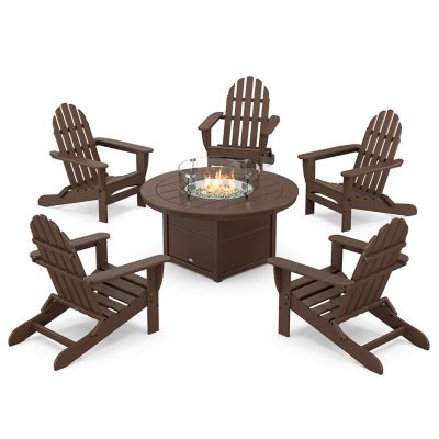 Classic Folding Adirondack 6-Piece Conversation Set with Fire Pit Table