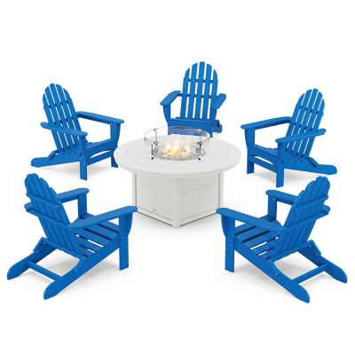 Classic Folding Adirondack 6-Piece Conversation Set with Fire Pit Table