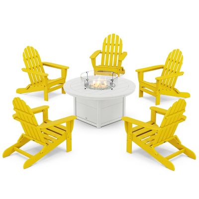 Classic Folding Adirondack 6-Piece Conversation Set with Fire Pit Table