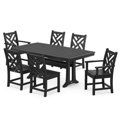 Chippendale 7-Piece Outdoor Dining Set with Trestle Legs