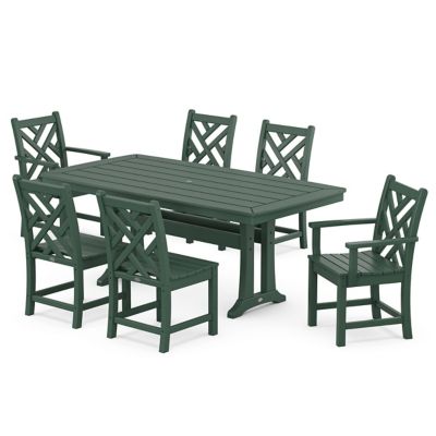 Chippendale 7-Piece Outdoor Dining Set with Trestle Legs